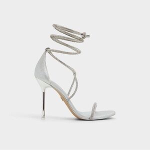 Aldo Shimmering Silver Wrap Heels